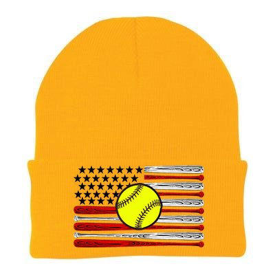 American Softball Flag Knit Cap Winter Beanie