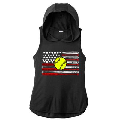 American Softball Flag Ladies PosiCharge Tri-Blend Wicking Draft Hoodie Tank