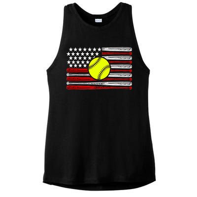 American Softball Flag Ladies PosiCharge Tri-Blend Wicking Tank