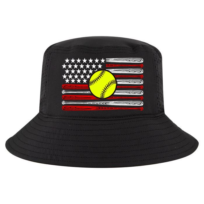 American Softball Flag Cool Comfort Performance Bucket Hat