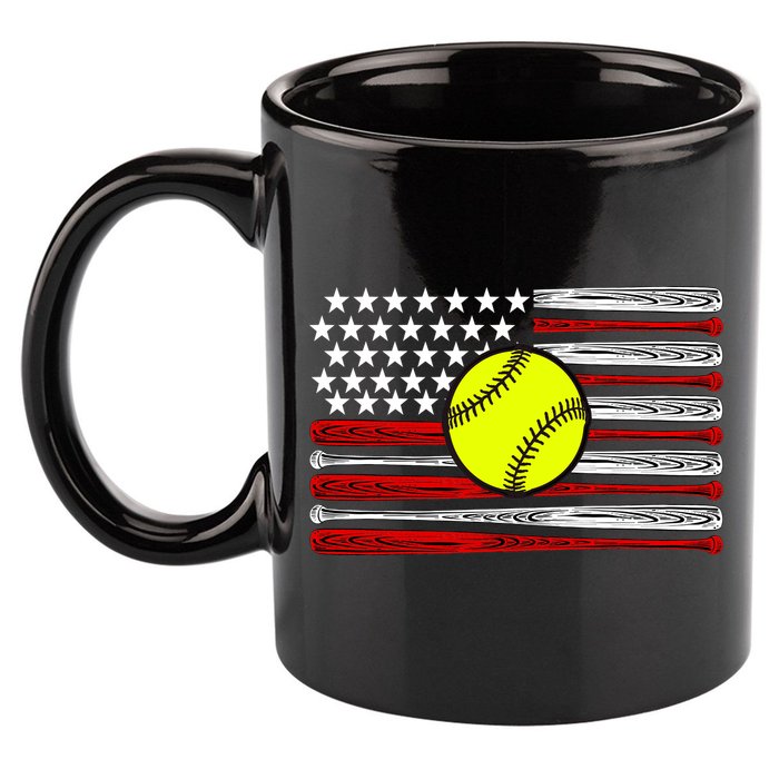 American Softball Flag 11oz C Handle Ceramic Mug