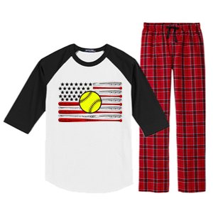 American Softball Flag Raglan Sleeve Pajama Set