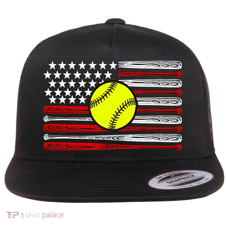 American Softball Flag Flatbill Hat