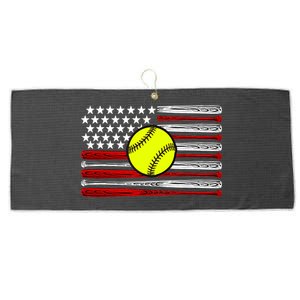 American Softball Flag Large Microfiber Waffle Golf Towel