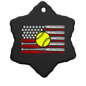 American Softball Flag Ceramic Star Ornament