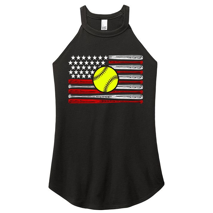 American Softball Flag Women's Perfect Tri Rocker Tank