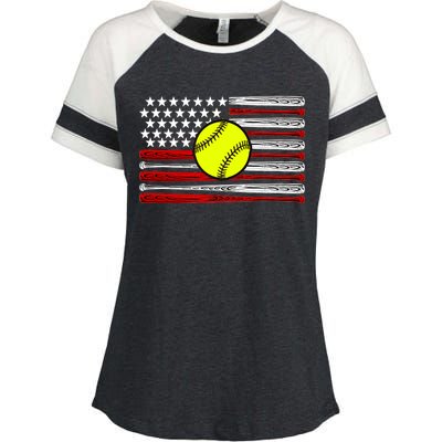 American Softball Flag Enza Ladies Jersey Colorblock Tee