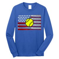 American Softball Flag Long Sleeve Shirt