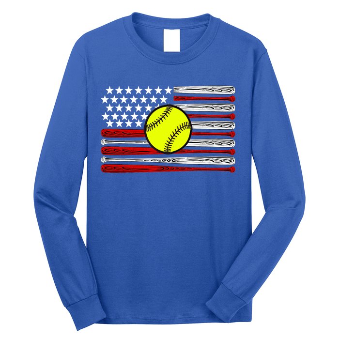 American Softball Flag Long Sleeve Shirt