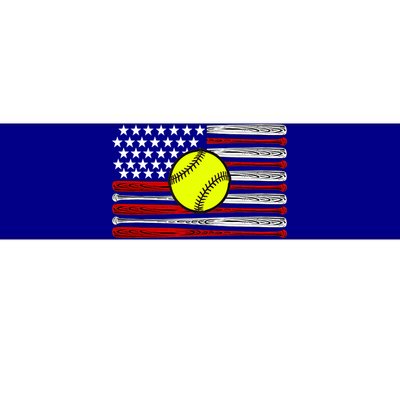 American Softball Flag Bumper Sticker