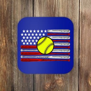 American Softball Flag Coaster