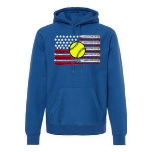 American Softball Flag Premium Hoodie