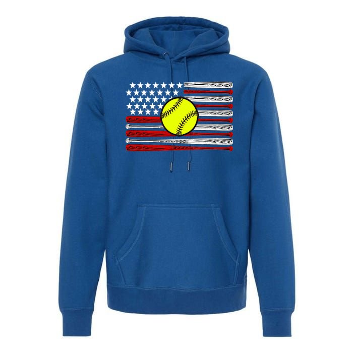 American Softball Flag Premium Hoodie