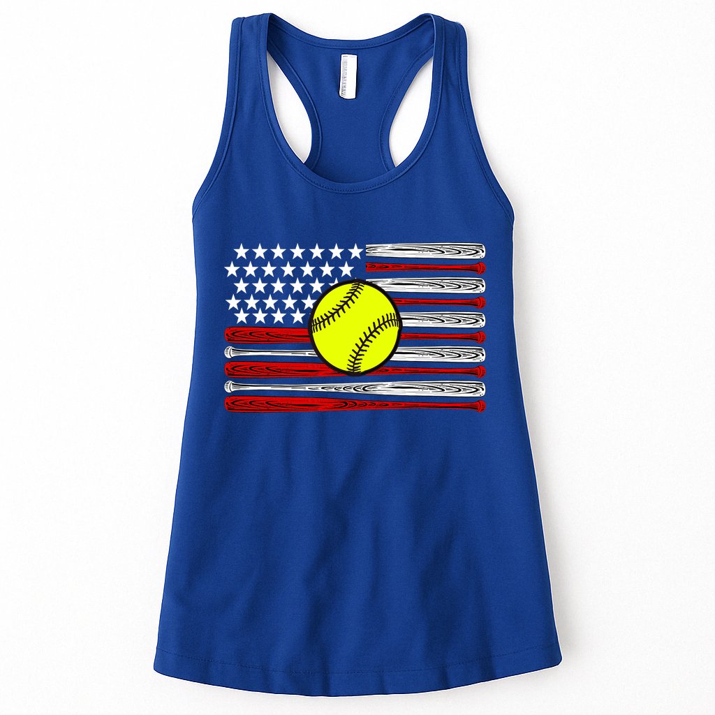 American Softball Flag Womens Tank Top