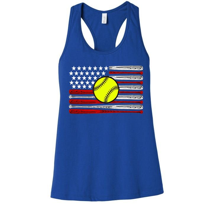 American Softball Flag Women's Racerback Tank