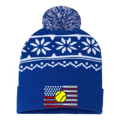 American Softball Flag USA-Made Snowflake Beanie