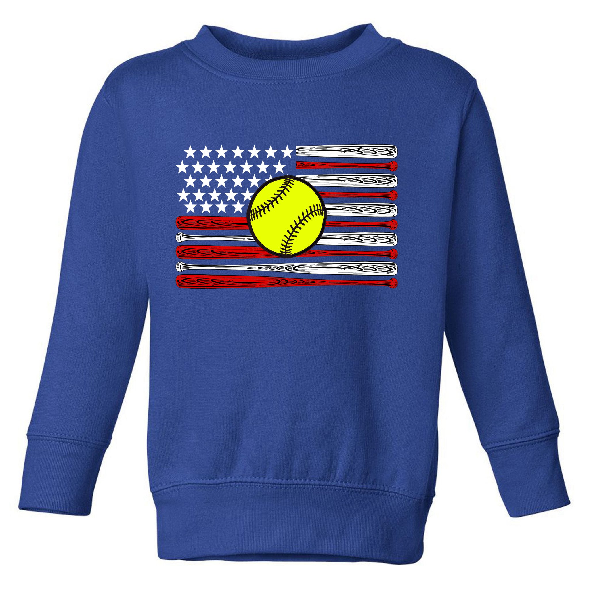 American Softball Flag Toddler Sweatshirt