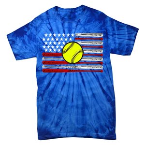 American Softball Flag Tie-Dye T-Shirt