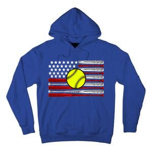 American Softball Flag Tall Hoodie