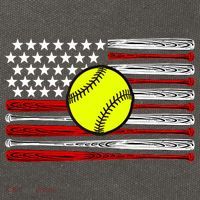 American Softball Flag Cotton Canvas Backpack