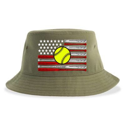 American Softball Flag Sustainable Bucket Hat