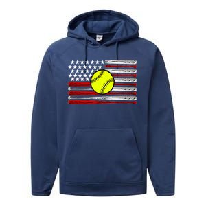 American Softball Flag Performance Fleece Hoodie