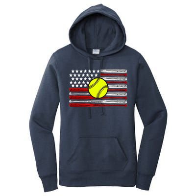 American Softball Flag Women's Pullover Hoodie