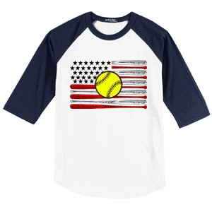 American Softball Flag Baseball Sleeve Shirt