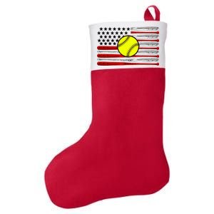 American Softball Flag Felt Holiday Christmas Stocking