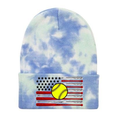 American Softball Flag Tie Dye 12in Knit Beanie