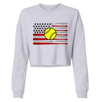 American Softball Flag Cropped Pullover Crew