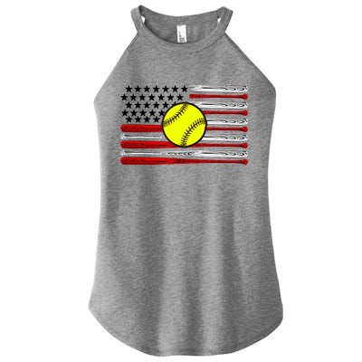 American Softball Flag Women's Perfect Tri Rocker Tank