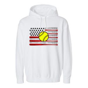 American Softball Flag Garment-Dyed Fleece Hoodie