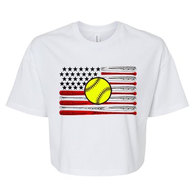 American Softball Flag Bella+Canvas Jersey Crop Tee