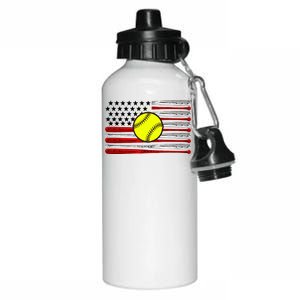 American Softball Flag Aluminum Water Bottle