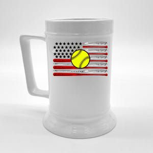 American Softball Flag Beer Stein