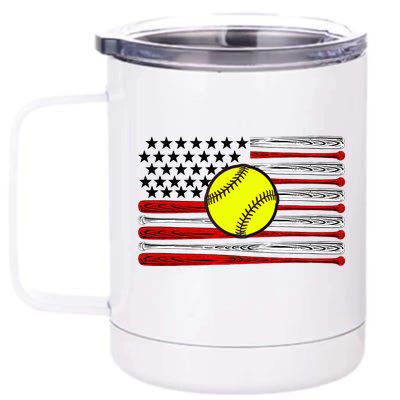 American Softball Flag 12 oz Stainless Steel Tumbler Cup