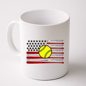 American Softball Flag Coffee Mug