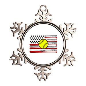 American Softball Flag Metallic Star Ornament