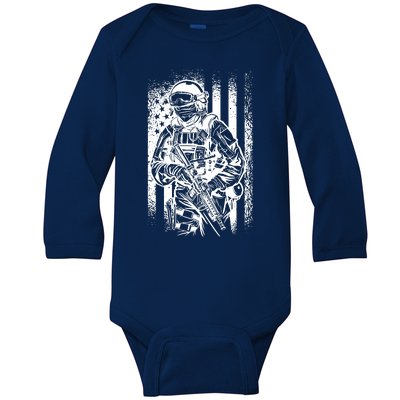 American Soldier Vintage Baby Long Sleeve Bodysuit