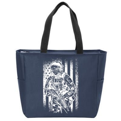 American Soldier Vintage Zip Tote Bag