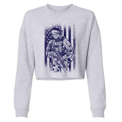 American Soldier Vintage Cropped Pullover Crew