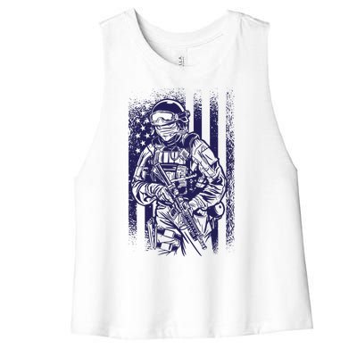 American Soldier Vintage Women's Racerback Cropped Tank