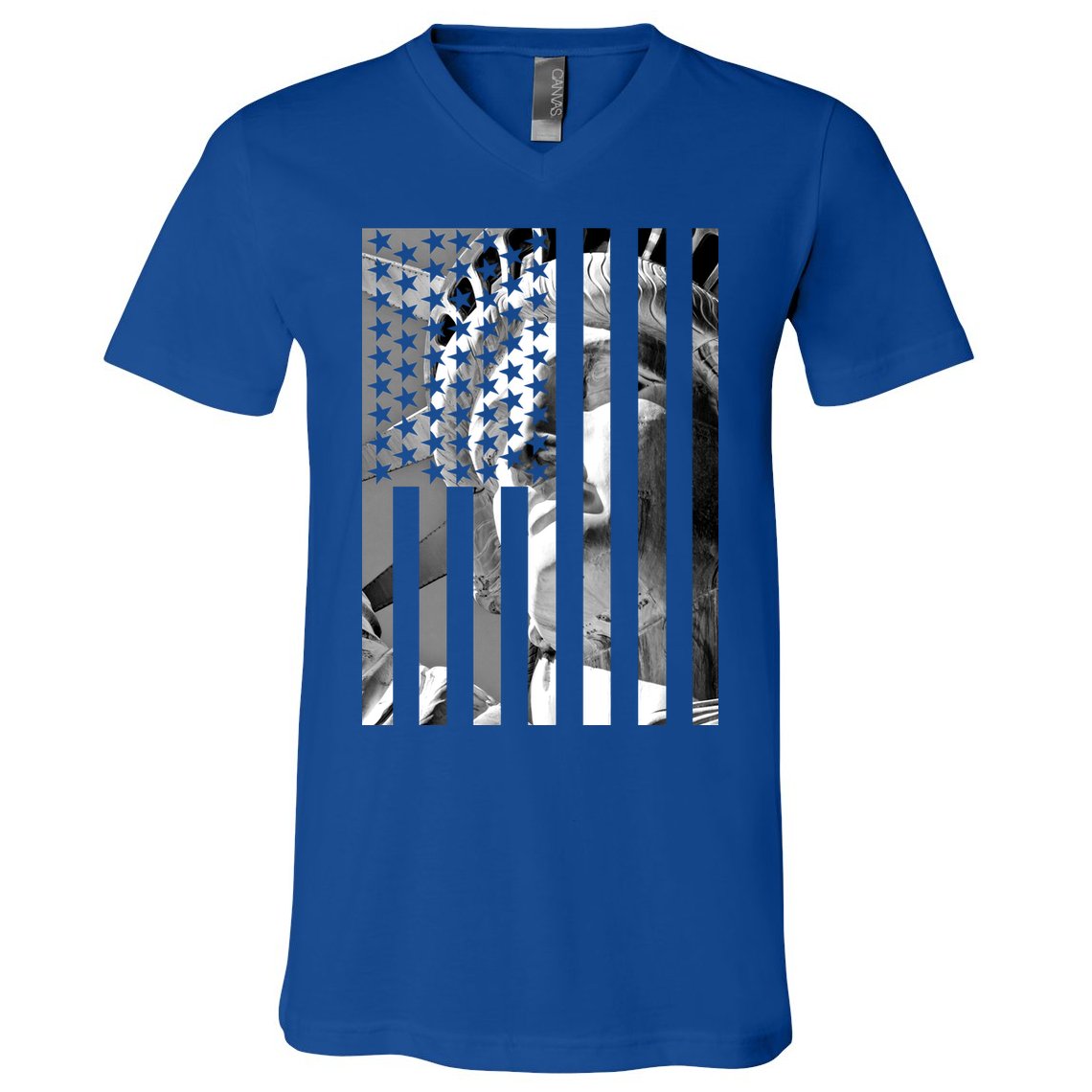 American Statue Of Liberty Flag V-Neck T-Shirt
