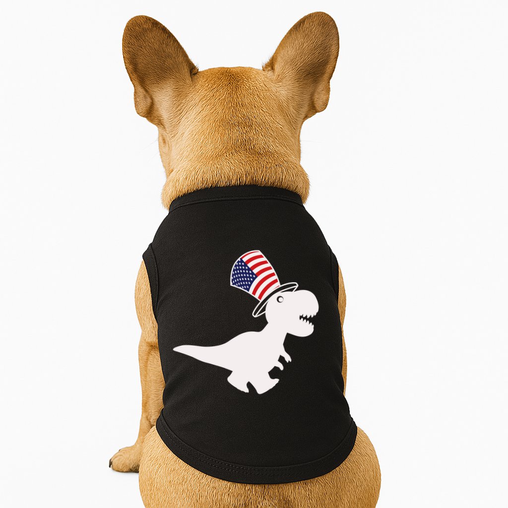 American T-Rex Dinosaur USA Flag Doggie Tank