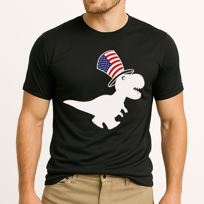 American T-Rex Dinosaur USA Flag Cooling Performance Crew T-Shirt
