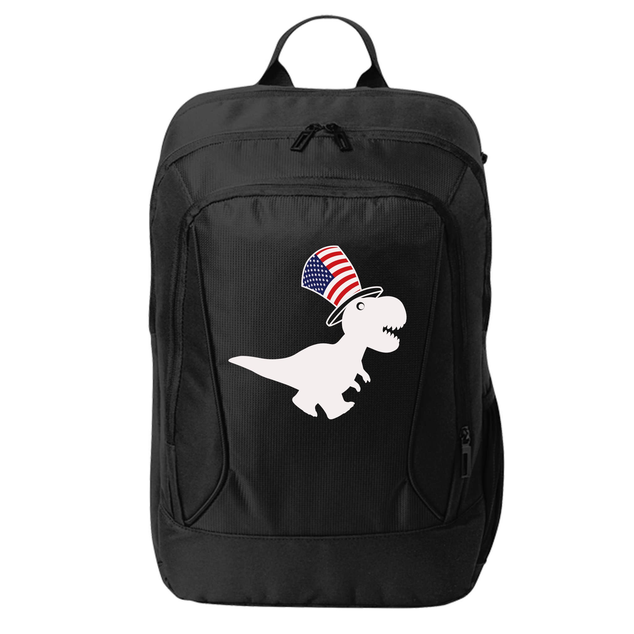 American T-Rex Dinosaur USA Flag City Backpack