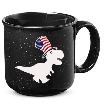 American T-Rex Dinosaur USA Flag 15oz Campfire Ceramic Mug