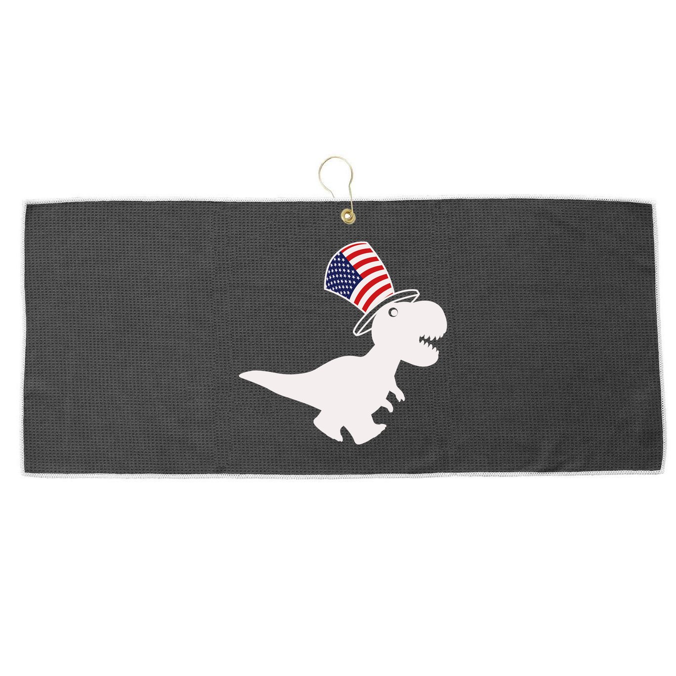 American T-Rex Dinosaur USA Flag Large Microfiber Waffle Golf Towel