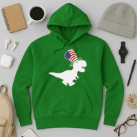 American T-Rex Dinosaur USA Flag Hoodie